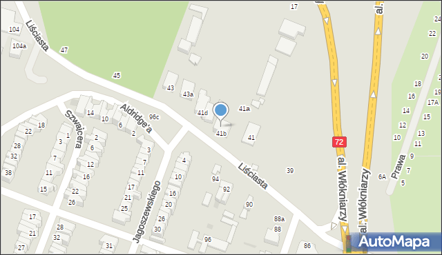 Łódź, Liściasta, 41c, mapa Łodzi