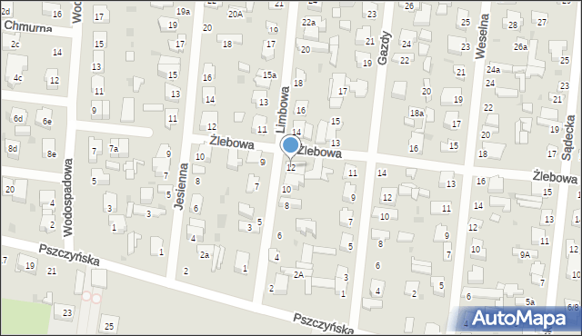 Łódź, Limbowa, 12, mapa Łodzi