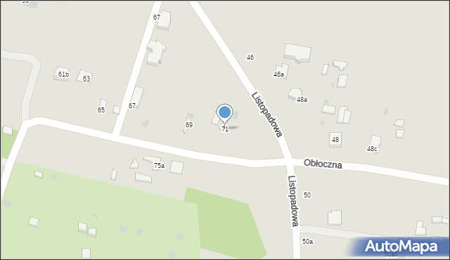 Łódź, Listopadowa, 71, mapa Łodzi