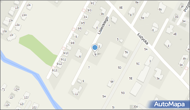 Łomianki Dolne, Lisieckiego-Dziadka Kazimierza, 5, mapa Łomianki Dolne