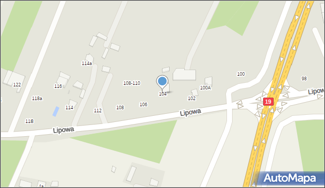 Lubartów, Lipowa, 104, mapa Lubartów