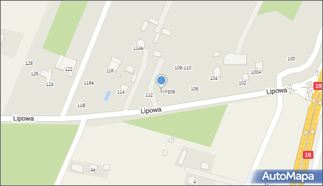 Lubartów, Lipowa, 110, mapa Lubartów