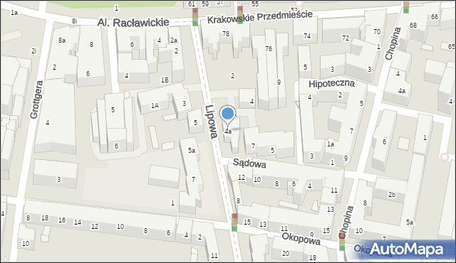 Lublin, Lipowa, 4a, mapa Lublina