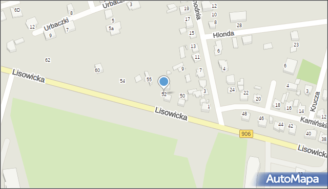 Lubliniec, Lisowicka, 52, mapa Lubliniec