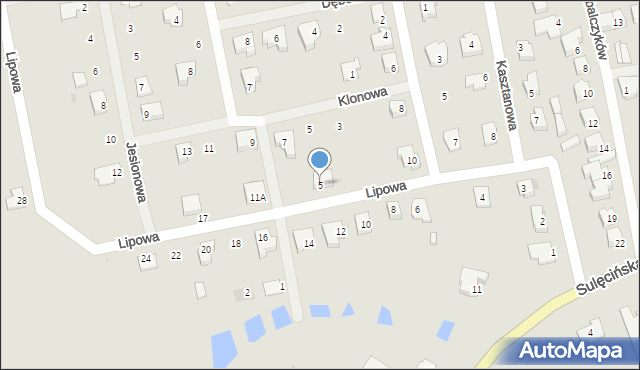 Lubniewice, Lipowa, 5, mapa Lubniewice