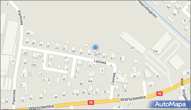 Łuków, Lipowa, 12, mapa Łuków