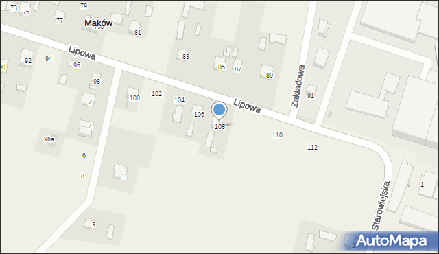 Maków, Lipowa, 108, mapa Maków