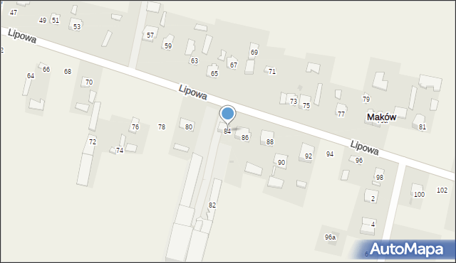 Maków, Lipowa, 84, mapa Maków