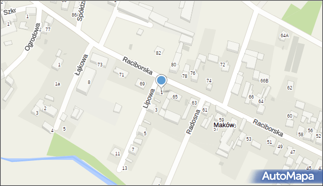 Maków, Lipowa, 1, mapa Maków