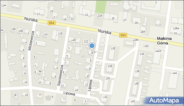 Małkinia Górna, Lipowa, 4, mapa Małkinia Górna