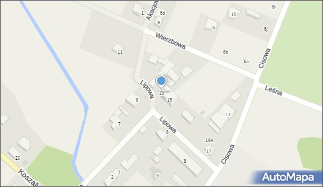 Manowo, Lipowa, 13, mapa Manowo