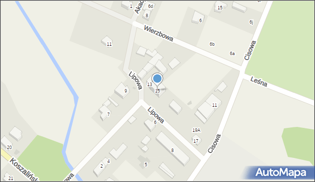 Manowo, Lipowa, 15, mapa Manowo