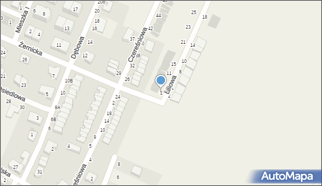 Mędłów, Liliowa, 1, mapa Mędłów