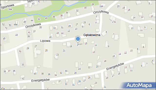 Meszna, Lipowa, 17, mapa Meszna