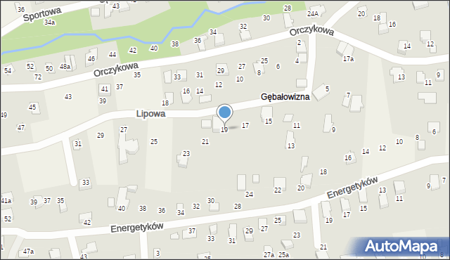 Meszna, Lipowa, 19, mapa Meszna