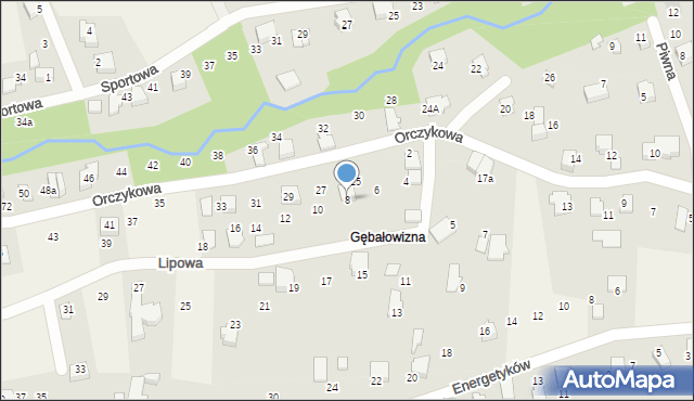 Meszna, Lipowa, 8, mapa Meszna