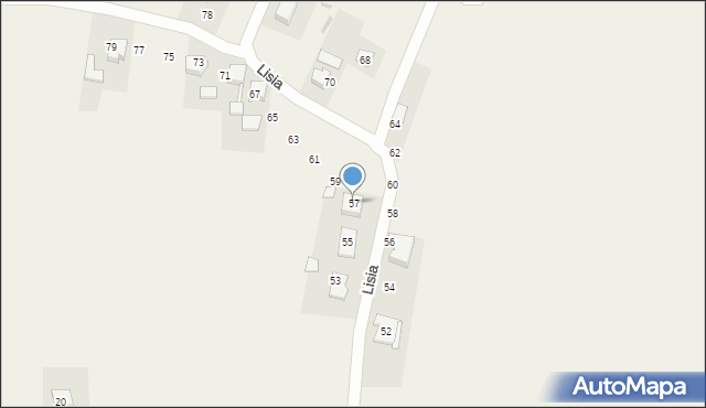 Międzyrzecze, Lisia, 57, mapa Międzyrzecze
