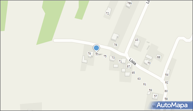 Międzyrzecze, Lisia, 77, mapa Międzyrzecze