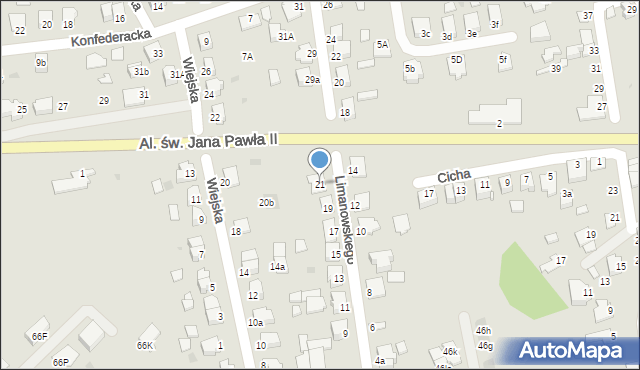 Mielec, Limanowskiego Bolesława, 21, mapa Mielca