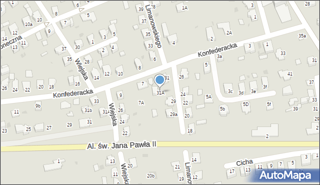 Mielec, Limanowskiego Bolesława, 31A, mapa Mielca