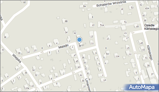 Mielec, Limanowskiego Bolesława, 38, mapa Mielca