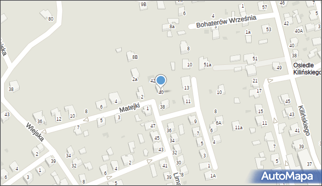 Mielec, Limanowskiego Bolesława, 40, mapa Mielca