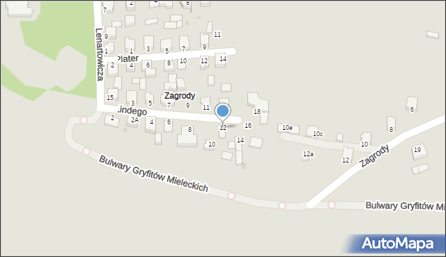 Mielec, Lindego, 12, mapa Mielca