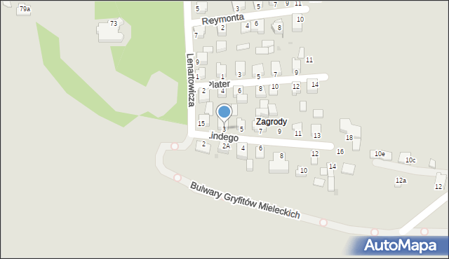 Mielec, Lindego, 3, mapa Mielca