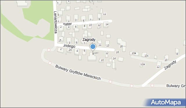 Mielec, Lindego, 8, mapa Mielca