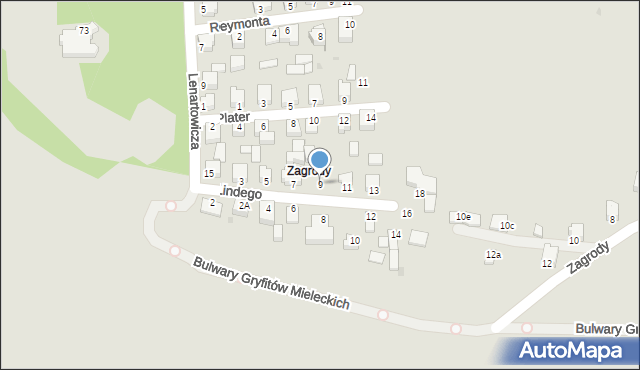 Mielec, Lindego, 9, mapa Mielca