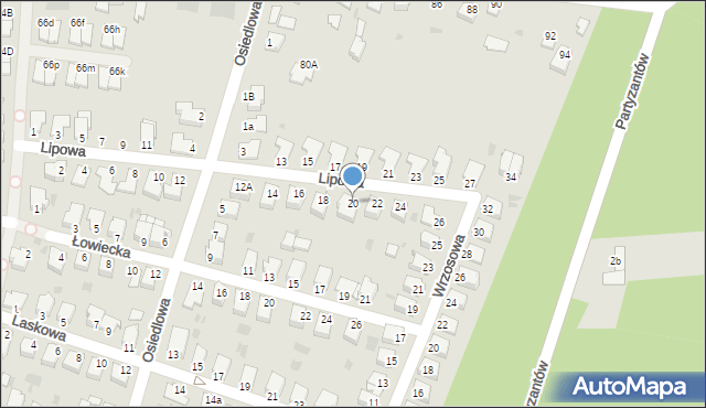 Mielec, Lipowa, 20, mapa Mielca