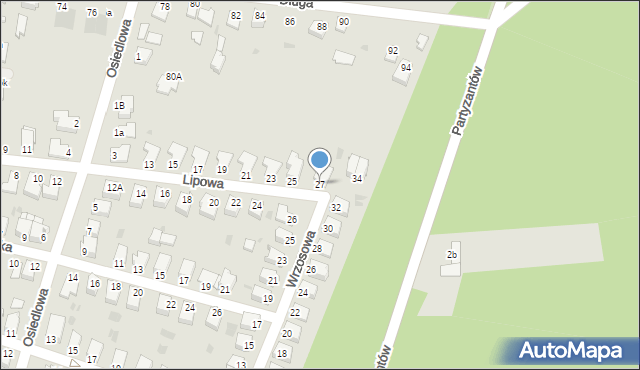 Mielec, Lipowa, 27, mapa Mielca