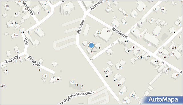 Mielec, Lisa, 1, mapa Mielca