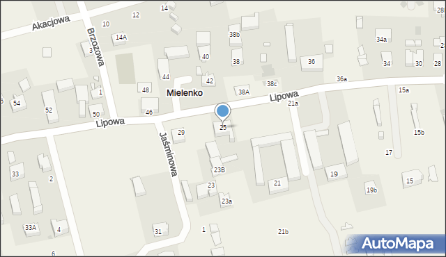 Mielenko, Lipowa, 25, mapa Mielenko