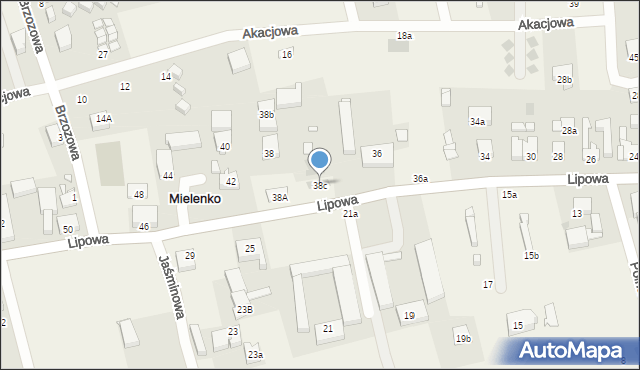 Mielenko, Lipowa, 38c, mapa Mielenko