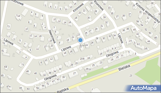 Mikołów, Lipowa, 22, mapa Mikołów