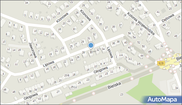 Mikołów, Lipowa, 30, mapa Mikołów