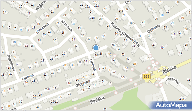 Mikołów, Lipowa, 36, mapa Mikołów