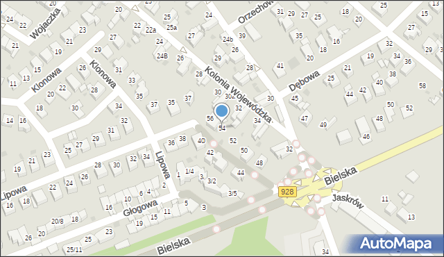 Mikołów, Lipowa, 54, mapa Mikołów