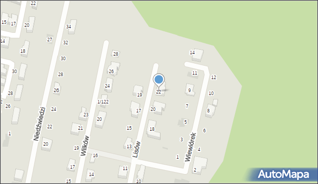 Mikołów, Lisów, 22, mapa Mikołów
