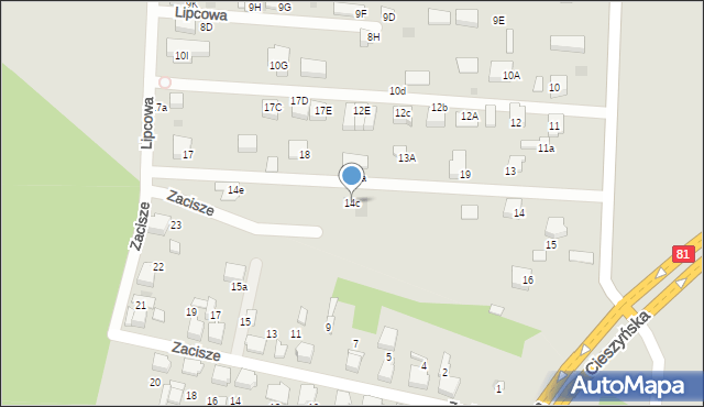 Mikołów, Lipcowa, 14c, mapa Mikołów