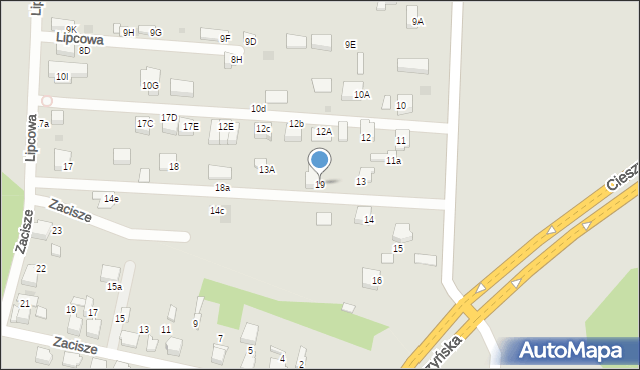 Mikołów, Lipcowa, 19, mapa Mikołów