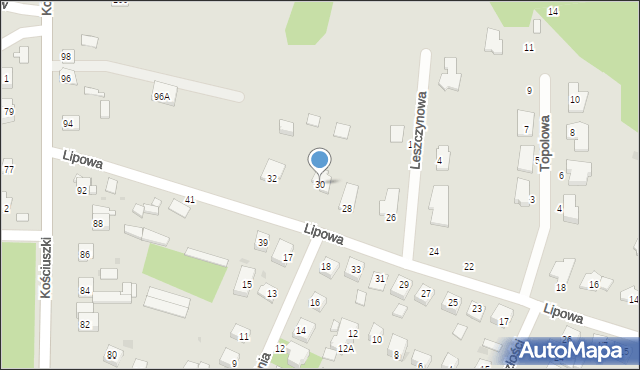 Milanówek, Lipowa, 30, mapa Milanówek