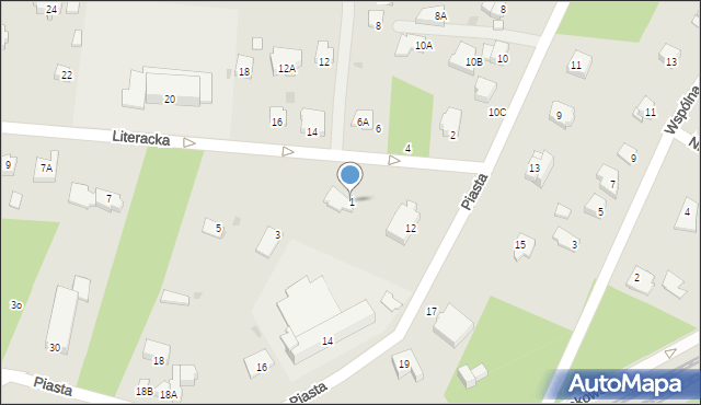 Milanówek, Literacka, 1, mapa Milanówek