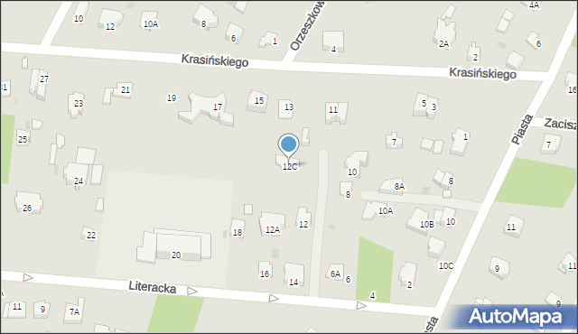 Milanówek, Literacka, 12C, mapa Milanówek