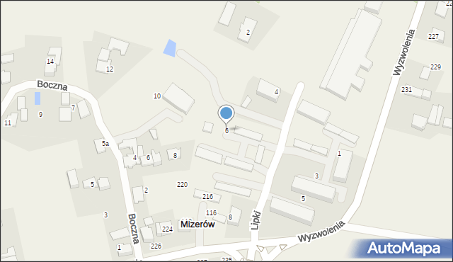 Mizerów, Lipki, 6, mapa Mizerów