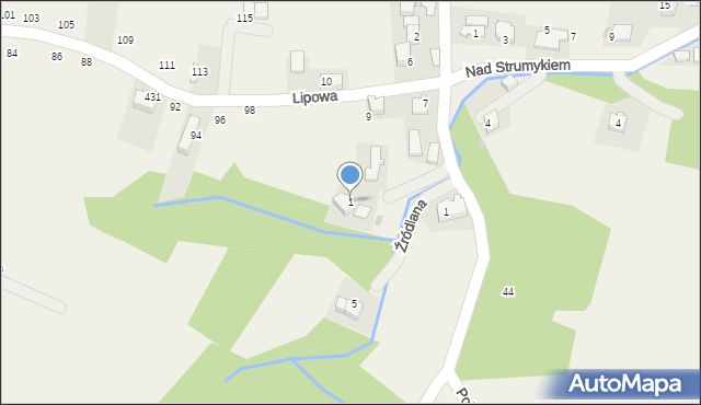 Młynka, Lipowa, 1, mapa Młynka