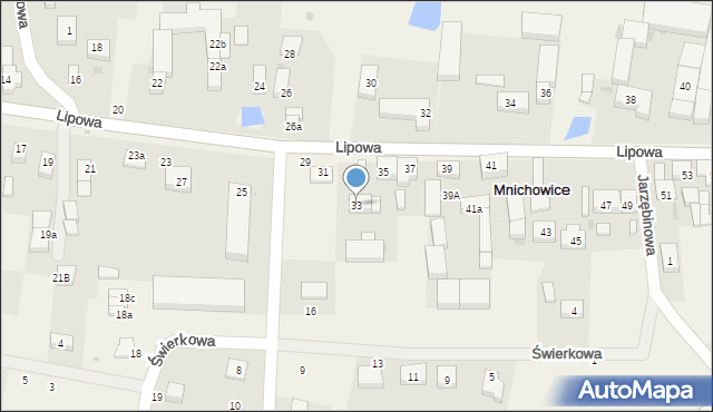Mnichowice, Lipowa, 33, mapa Mnichowice