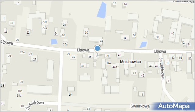 Mnichowice, Lipowa, 37, mapa Mnichowice
