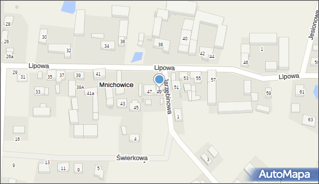Mnichowice, Lipowa, 49, mapa Mnichowice